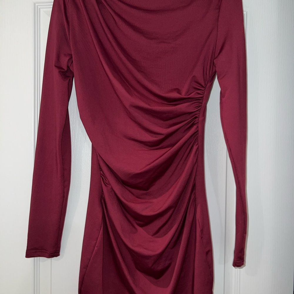 SHEIN Burgundy Long Sleeve Dress